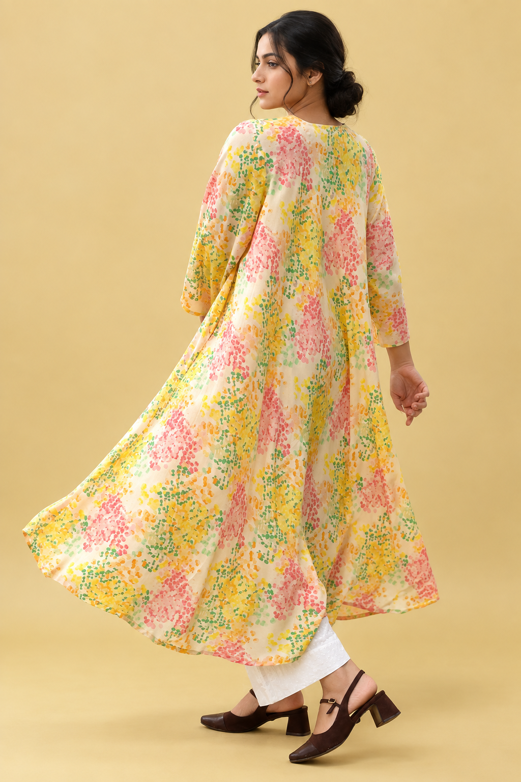 Floral Printed Muslin Flare Top