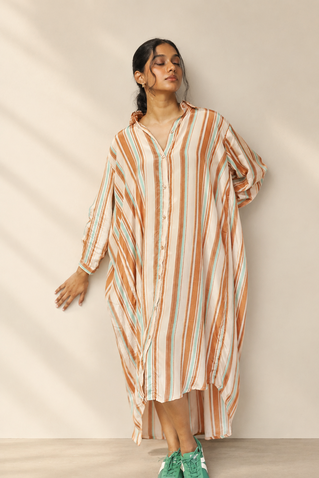 Crape Silk Striped Free-Size Top