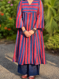 Crimson Indigo Chanderi set
