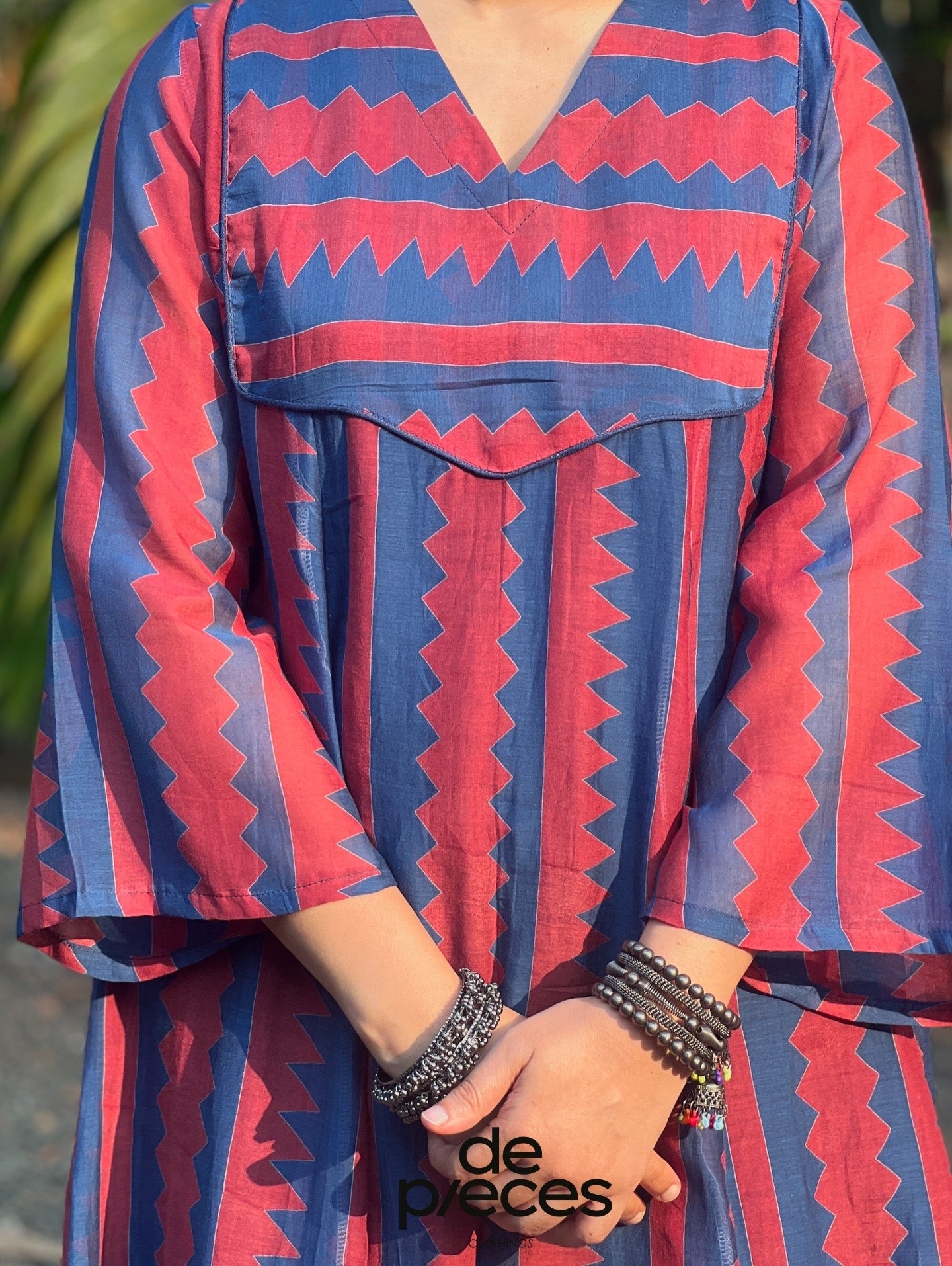 Crimson Indigo Chanderi set