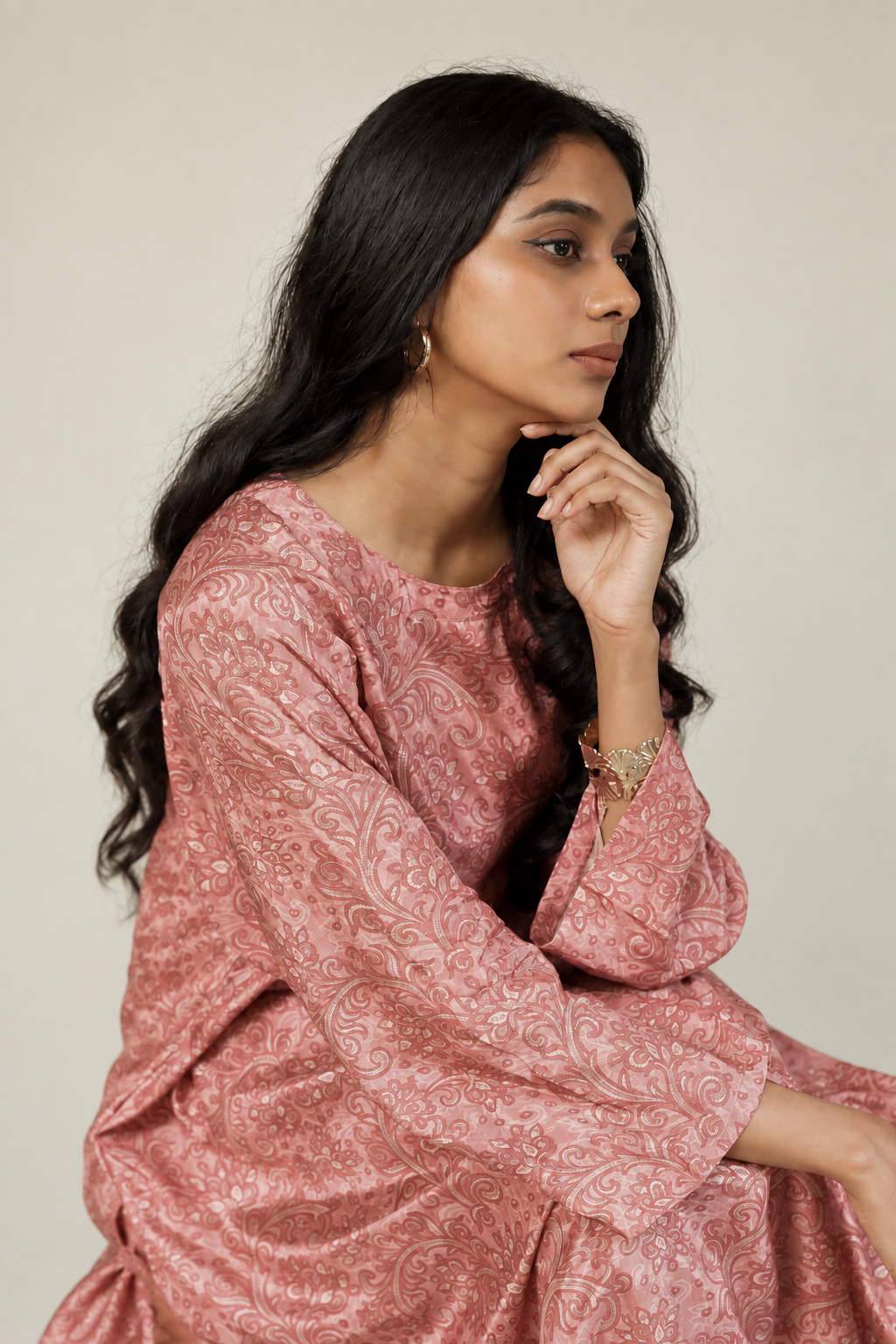 Muslin Printed blush pink Co-Ord Set