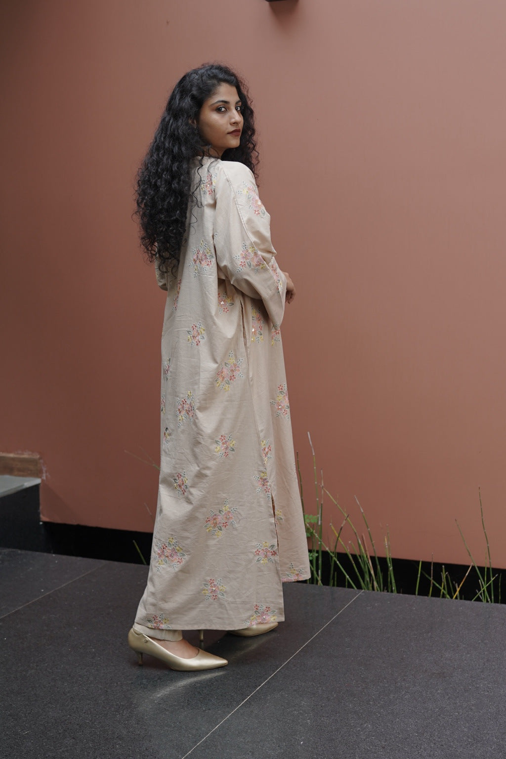 Ivory Beige Floral Embroidered Top
